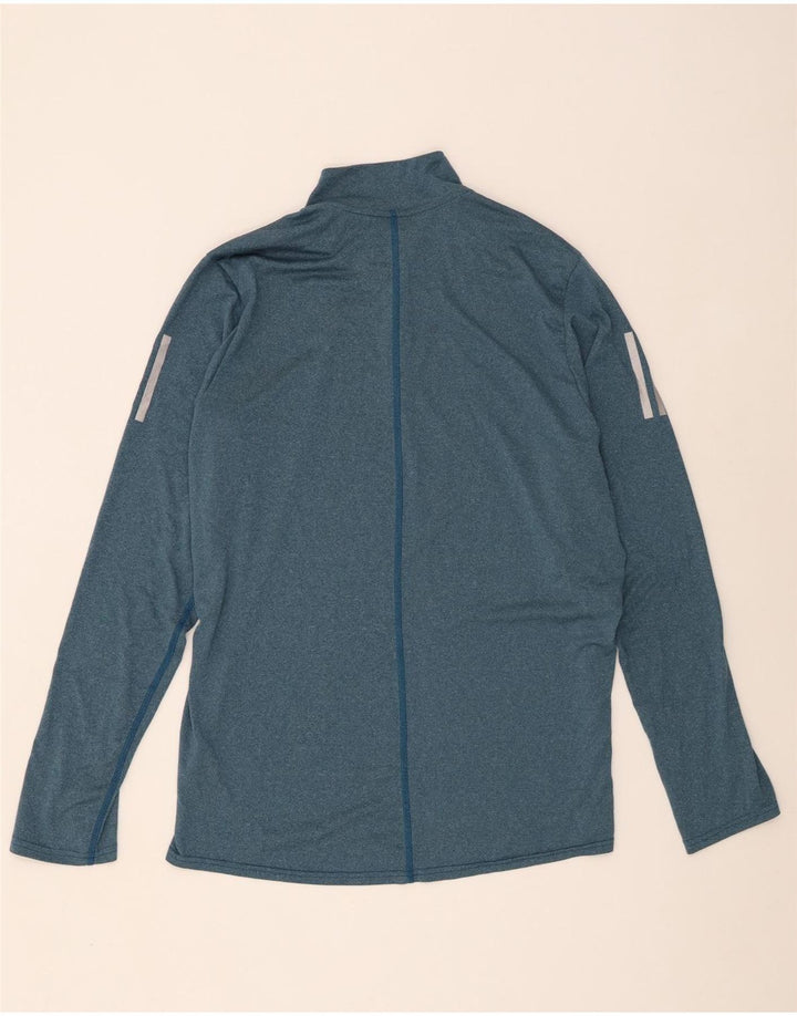 Adidas Herren Climalite Zip Neck Top Langarm Großes Blaues Polyester