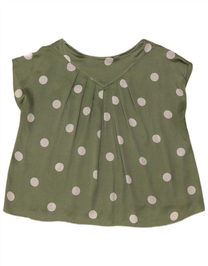 Zara Crop-Oversize-Blusenoberteil für Damen, Gr. 10, Größe S, grün, gepunktet, Polyester