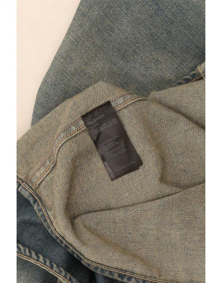 All Saints Slim Fit Jeanshemd für Herren aus mittelblauer Baumwolle