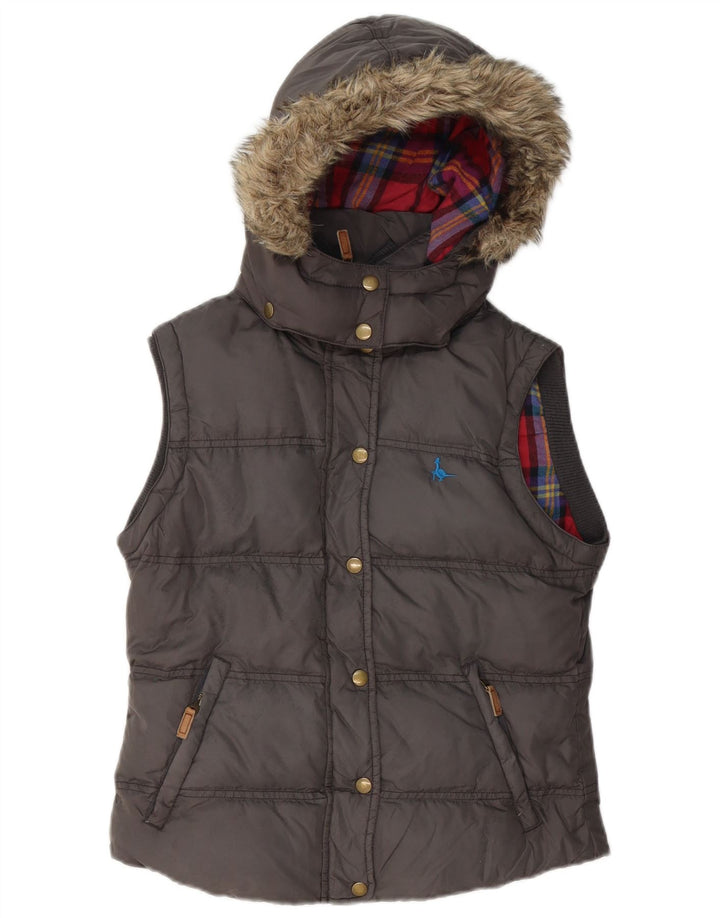 Jack Wills Damen Wattierte Weste UK 10 Small Graues Nylon