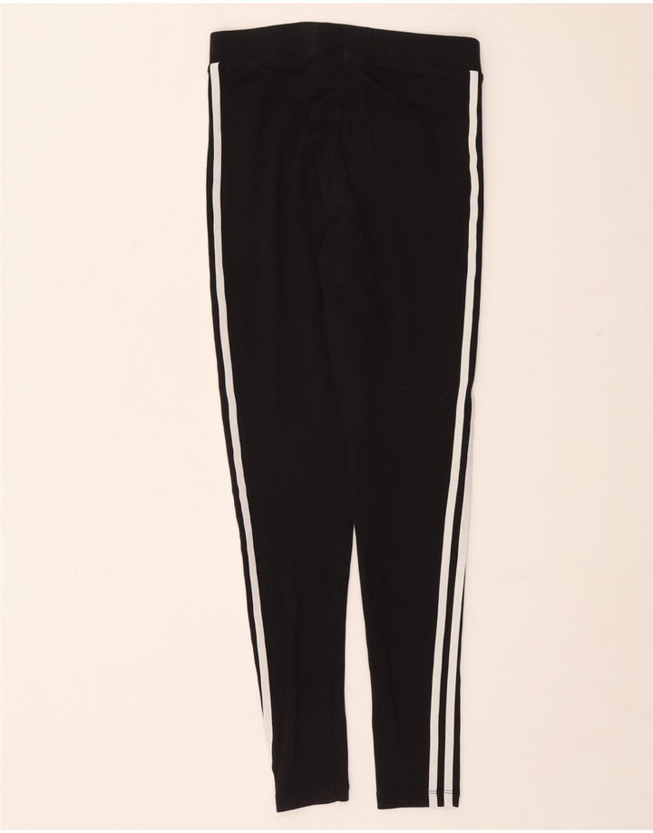 Adidas Damen Leggings UK 10 Small Schwarz Baumwolle
