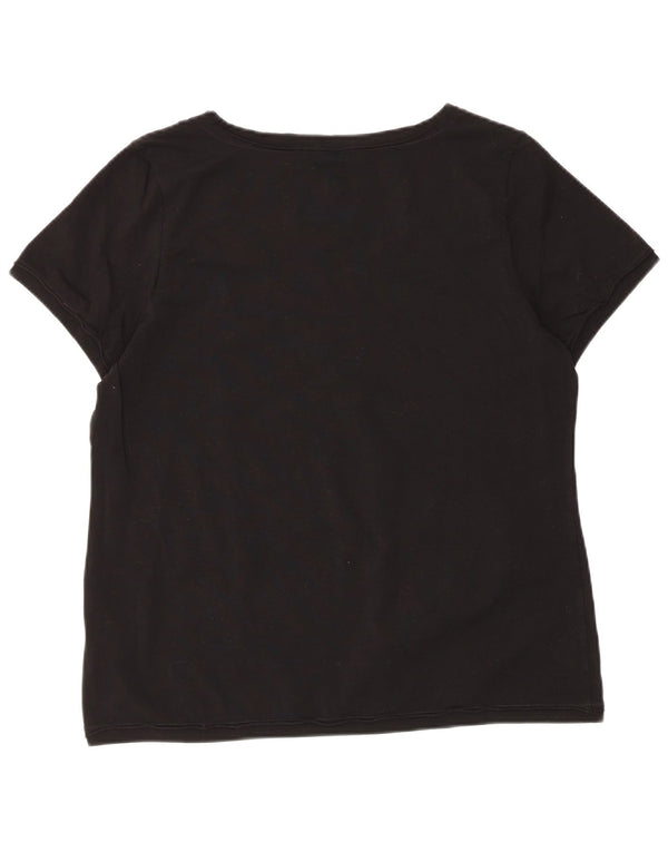 Liu Jo Damen Grafik T-Shirt Top IT 52 XL Schwarz Baumwolle