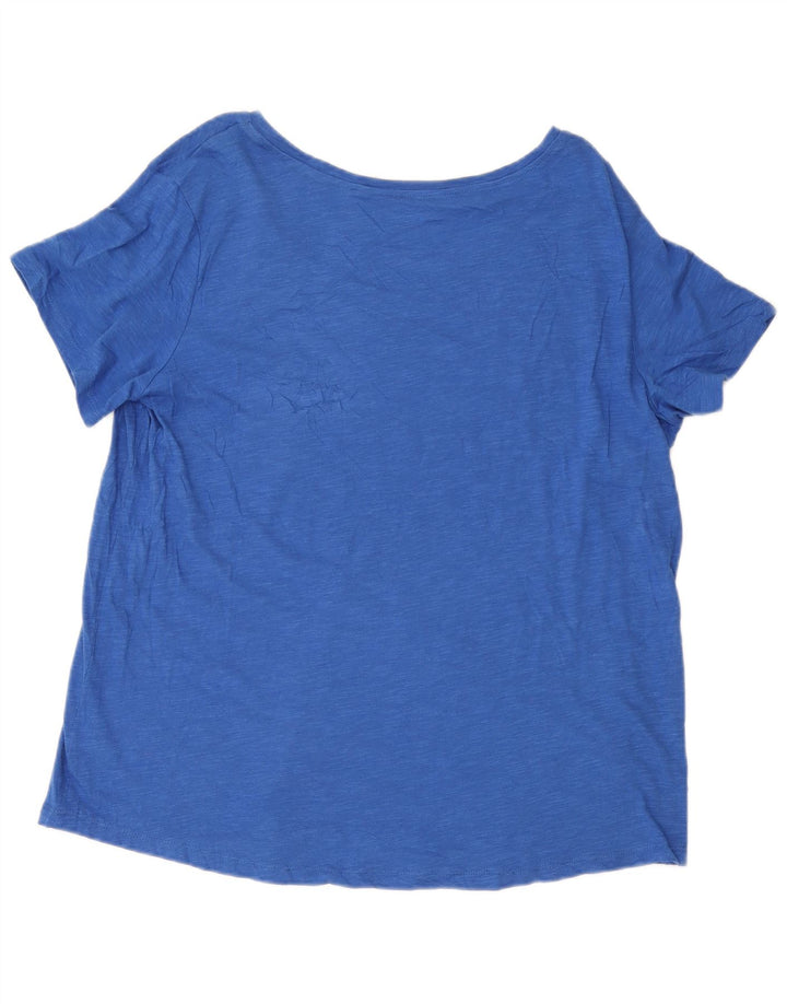EDDIE BAUER Damen T-Shirt Top UK 20 2XL Blau meliert Baumwolle