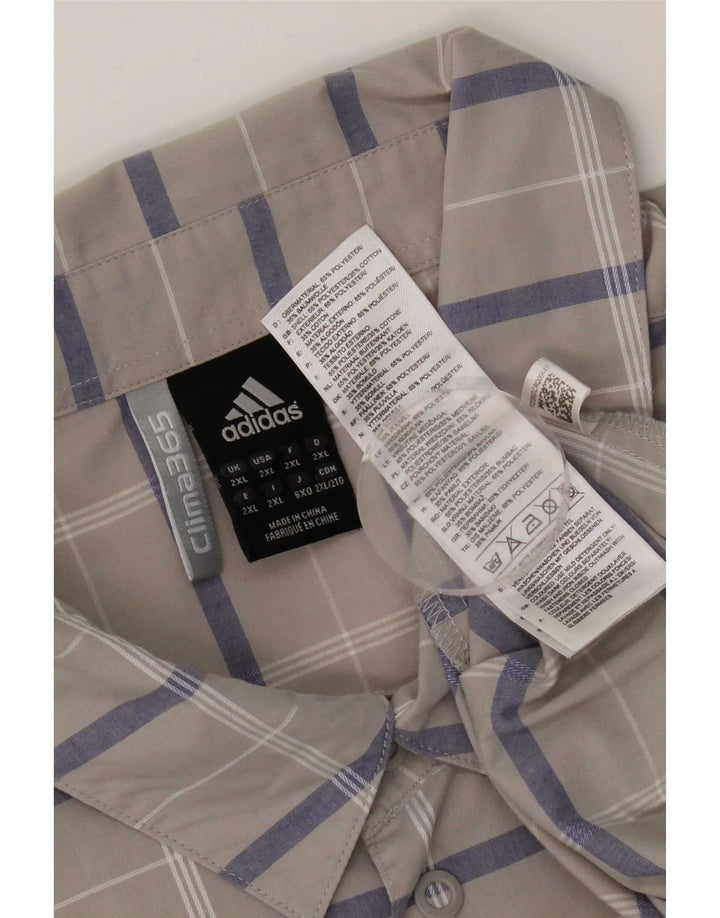 Adidas Herren Kurzarmhemd 2XL Grau kariert Polyester