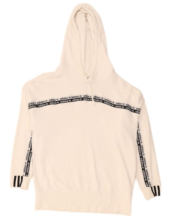 Adidas Damen Graphic Hoodie Pullover UK 12 Mittelweiß Farbblock