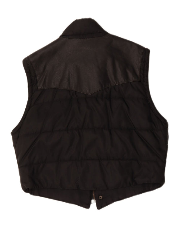 Vintage Herren Lederweste UK 42 XL Schwarzes Leder