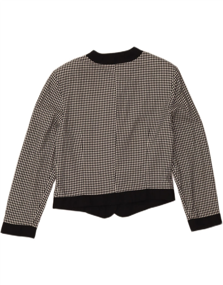 STEFANEL Womens Crop 4 Button Blazer Jacket UK 14 Medium Black Gingham Vintage Stefanel and Second-Hand Stefanel from Messina Hembry 