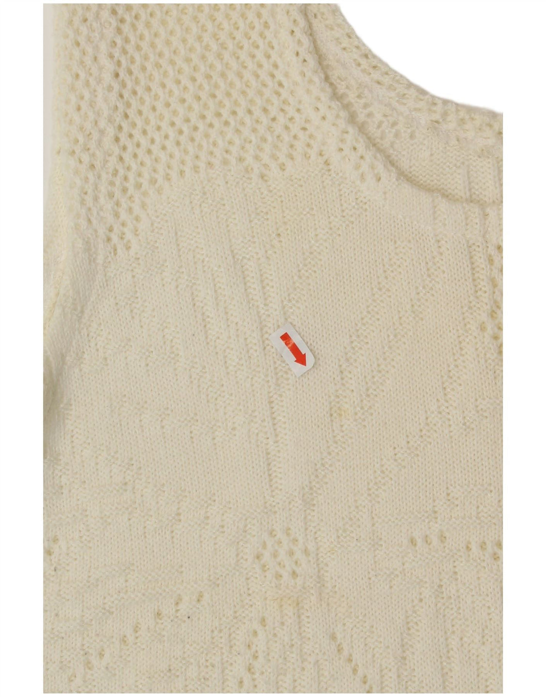 Vintage Damen Crop Weste Tank Top UK 16 Large Off White Floral