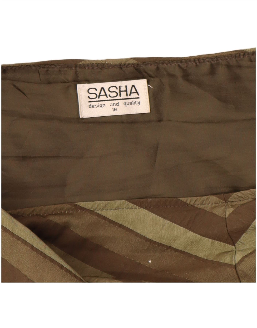SASHA Damen Asymmetrischer A-Linien-Rock UK 16 Large W36 Khaki gestreift
