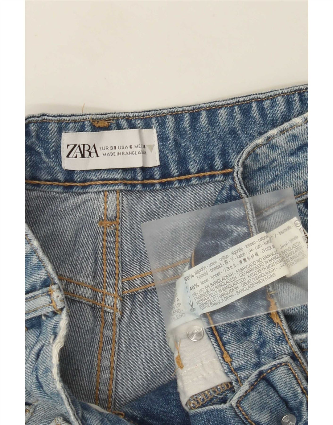 Zara Damen Jeansshorts EU 38 Small W28 Blaue Baumwolle