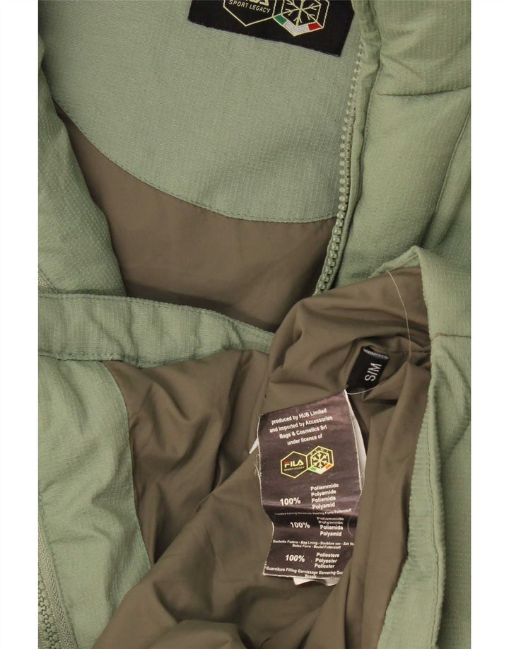 Fila Herren-Jacke mit Kapuze, lockere Passform, gepolstert, UK 36, Größe S, grün, Polyester