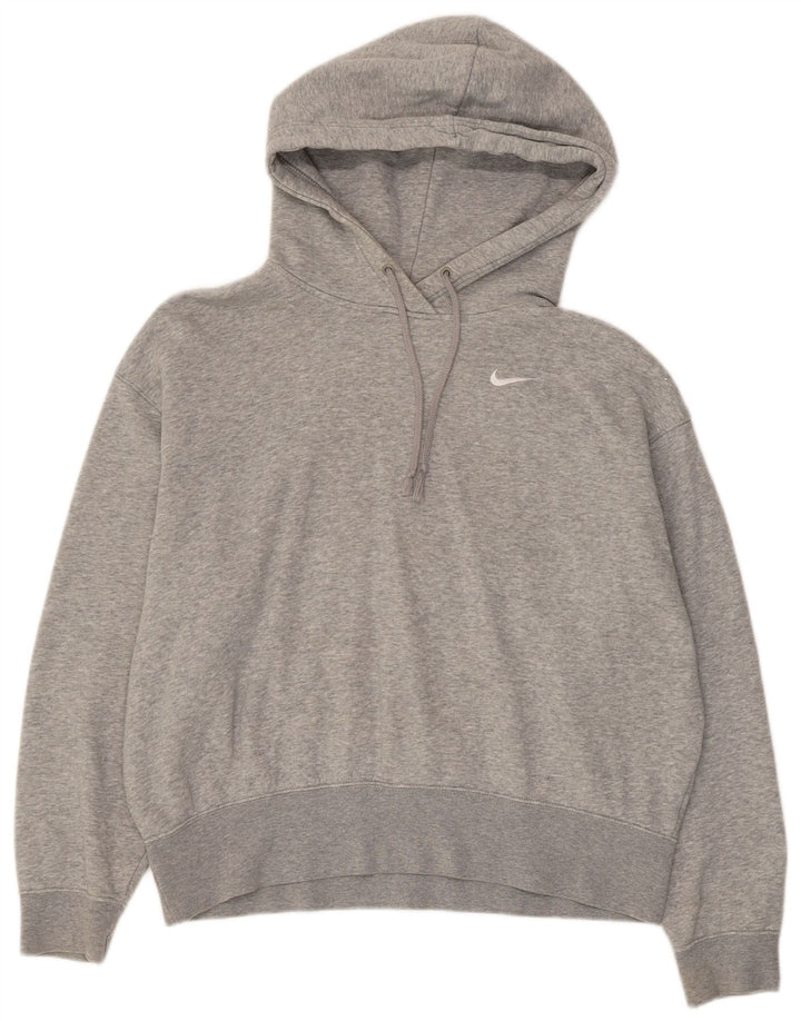 NIKE Damen-Pullover mit übergroßem Kapuzenpullover, Gr. 10, Größe S, grau gefleckte Baumwolle