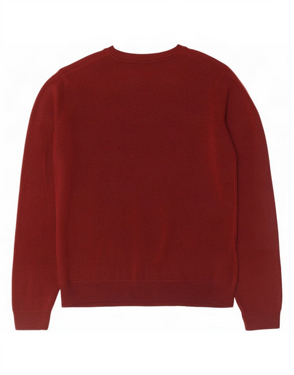 Marks & Spencer Womens V-Neck Jumper Sweater UK 14 Large Burgundy Acrylic