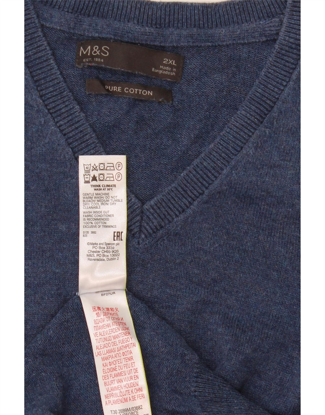 Marks & Spencer Herren Weste Tank Top 2XL Marineblau Baumwolle