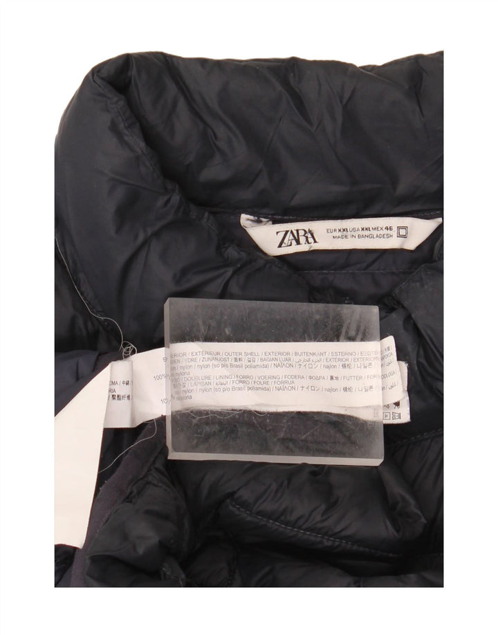 ZARA Herren Wattierte Jacke UK 44 2XL Schwarz Nylon