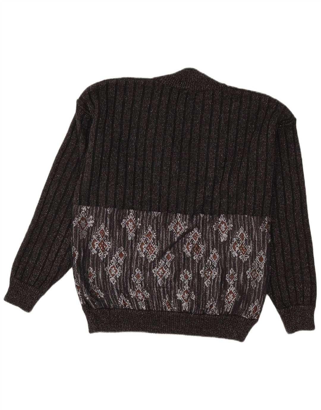 Vintage Herren V-Ausschnitt Pullover Pullover Groß Schwarz Fair Isle