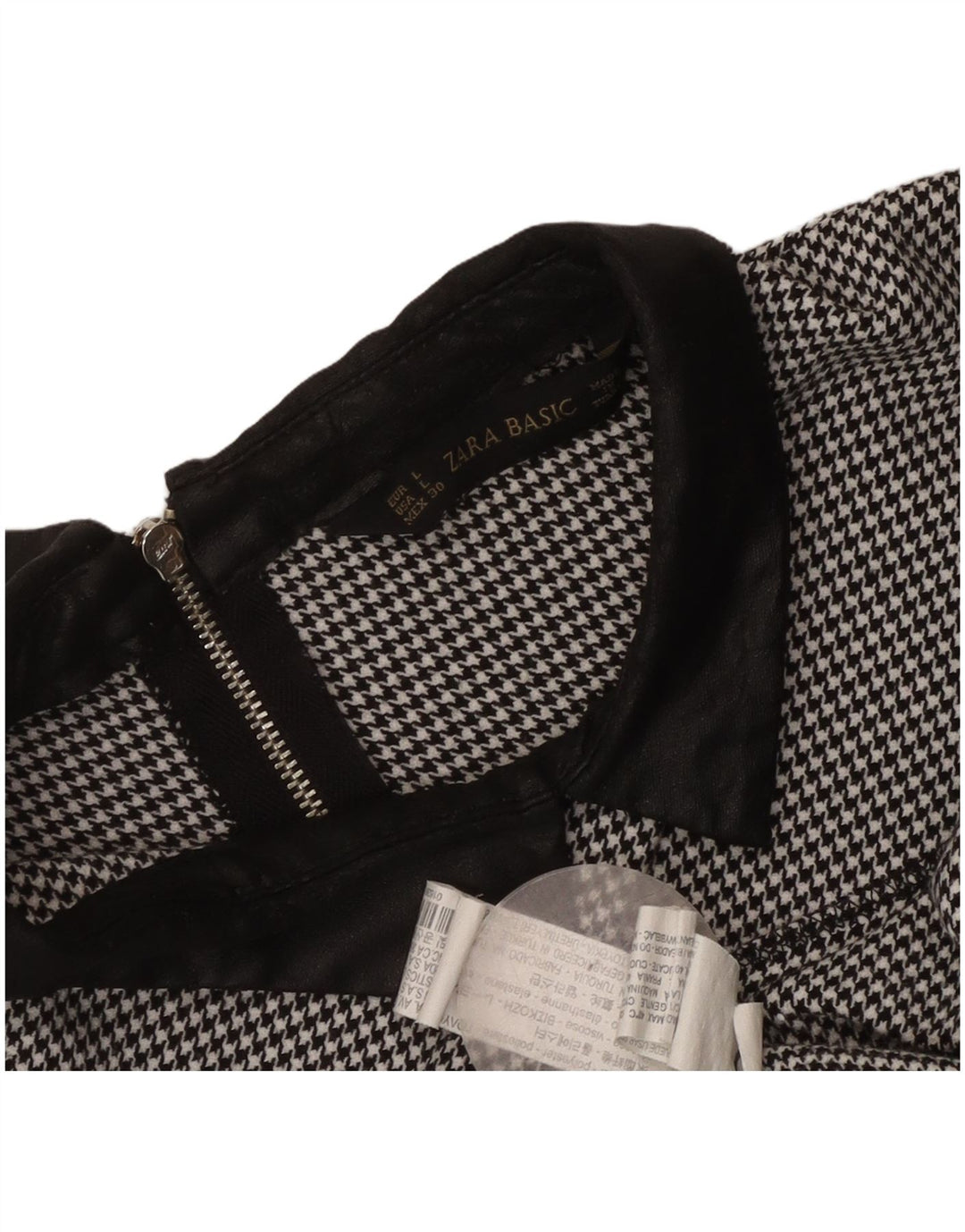 Zara Damen Etuikleid UK 14 Large Schwarzer Hahnentritt-Polyester
