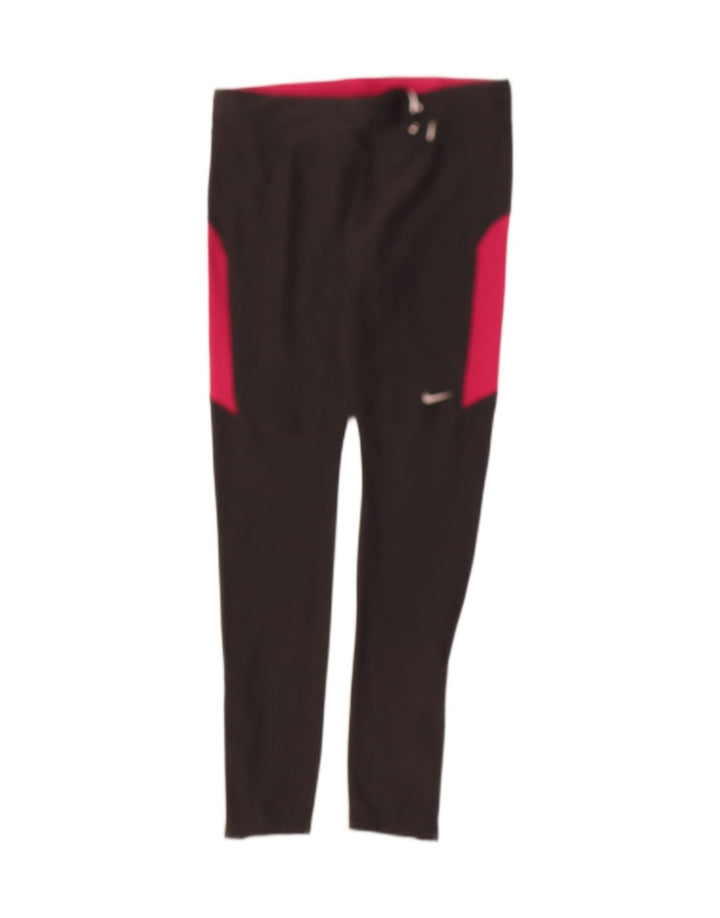 NIKE Womens Leggings UK 12 Medium  Black Colourblock
