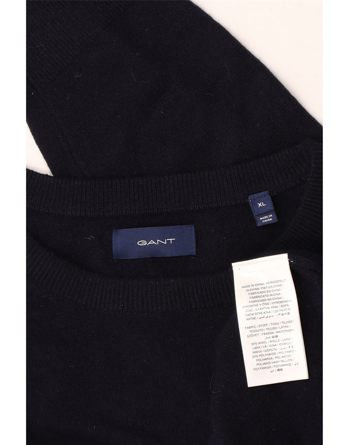 Gant Herren-Pullover mit U-Boot-Ausschnitt, XL, marineblaue Wolle
