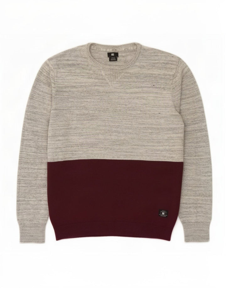DC Herren-Pullover mit Rundhalsausschnitt, groß, blaue Farbblock-Baumwolle