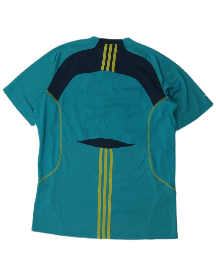 Adidas Herren Climacool T-Shirt Top, großes blaues Farbblock-Polyester