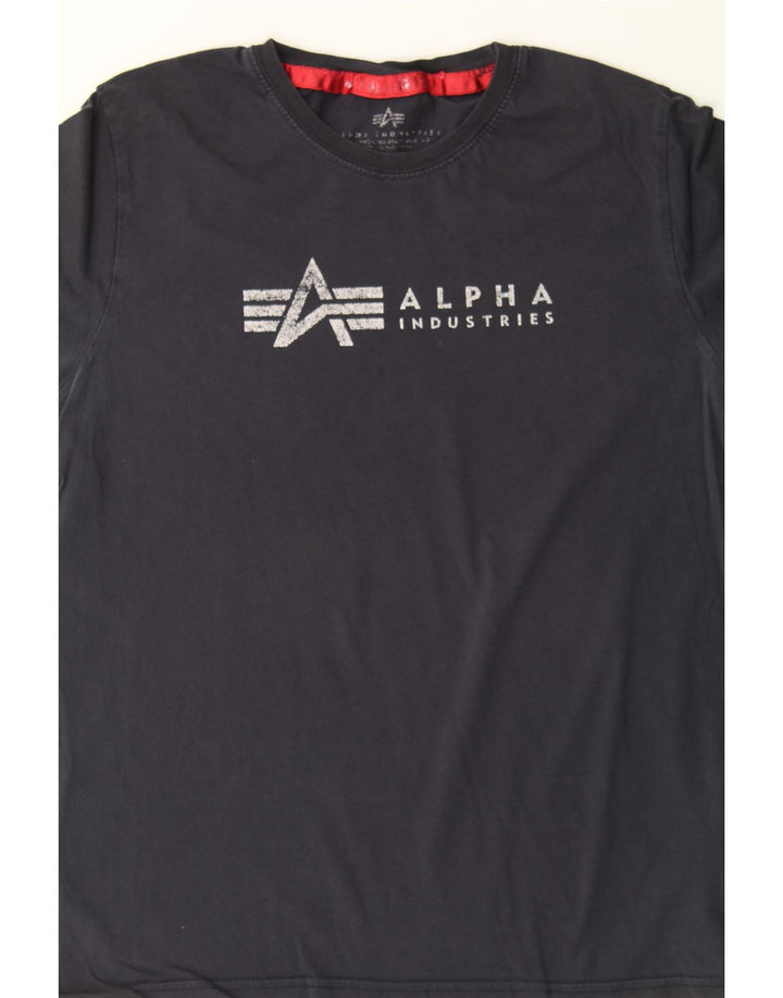 ALPHA INDUSTRIES Mens Graphic T-Shirt Top Small Black Cotton Vintage Alpha Industries and Second-Hand Alpha Industries from Messina Hembry 