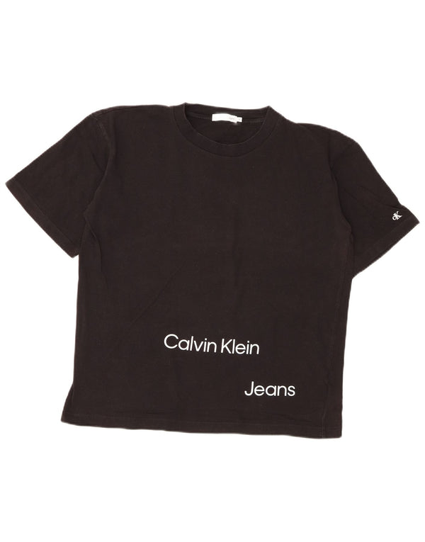 Calvin Klein Jungen T-Shirt mit Grafik, 11–12 Jahre, schwarze Baumwolle