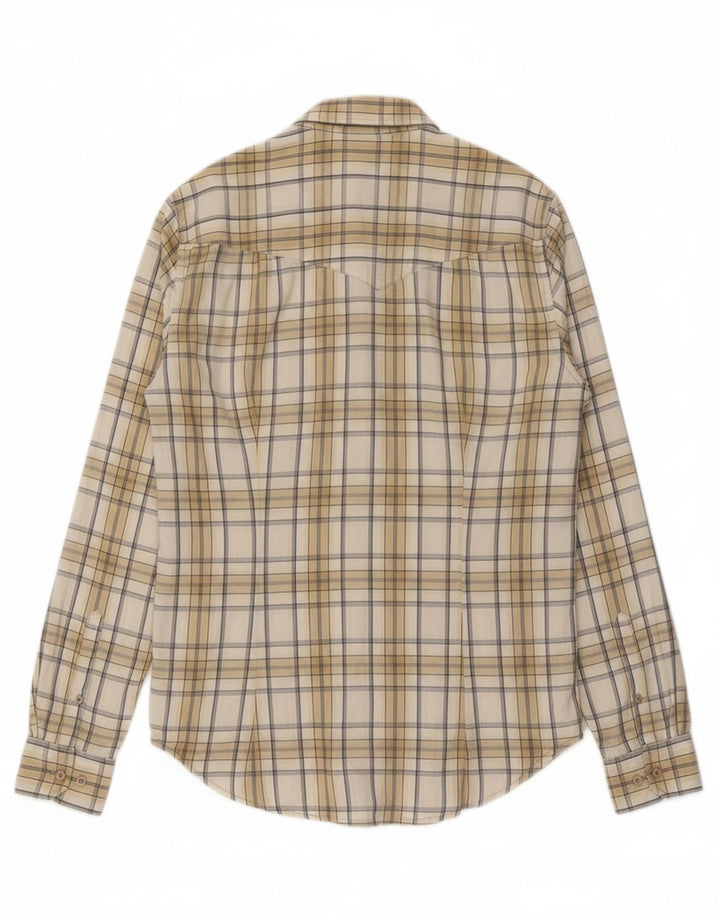 WRANGLER Mens Classic Slim Fit Shirt Medium Beige Check Cotton