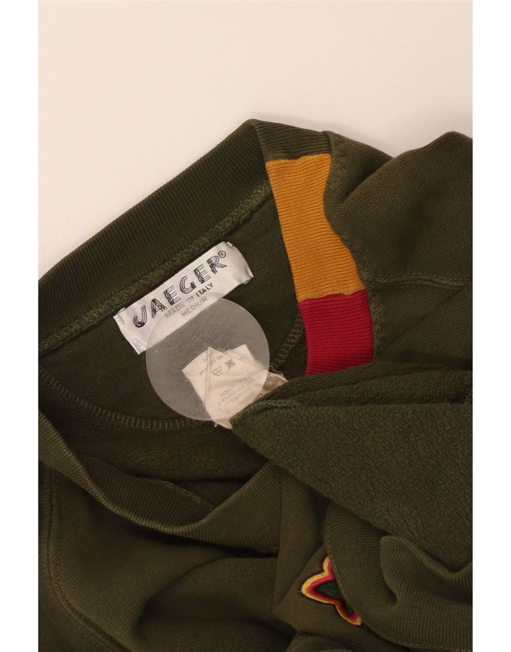 Übergroßer Damen-Sweatshirtpullover von Jaeger, UK 12, mittlere Khaki-Baumwolle mit Blumenmuster