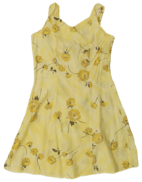 Vintage Womens Sleeveless Sundress UK 10 Small Yellow Floral