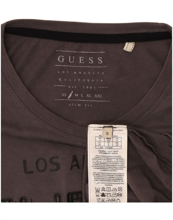 Guess Herren-T-Shirt mit Grafik, langärmelig, Größe S, Grau, Baumwolle