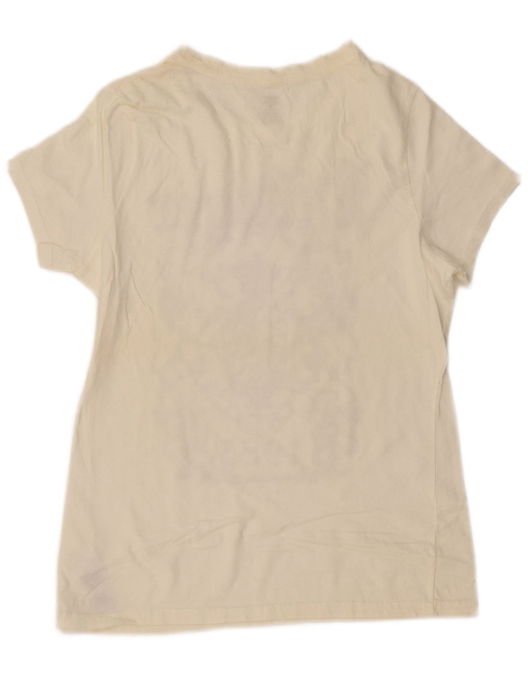 TOMMY HILFIGER Damen Grafik T-Shirt Top UK 12 Medium Off White Cotton