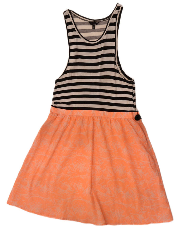 Hurley Damen ärmelloses A-Linien-Kleid UK 18 XL Mehrfarbig gestreift
