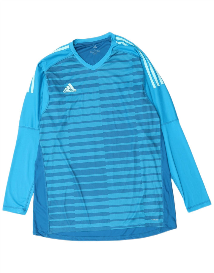 ADIDAS Herren Climalite T-Shirt Top XL blau gestreift Polyester
