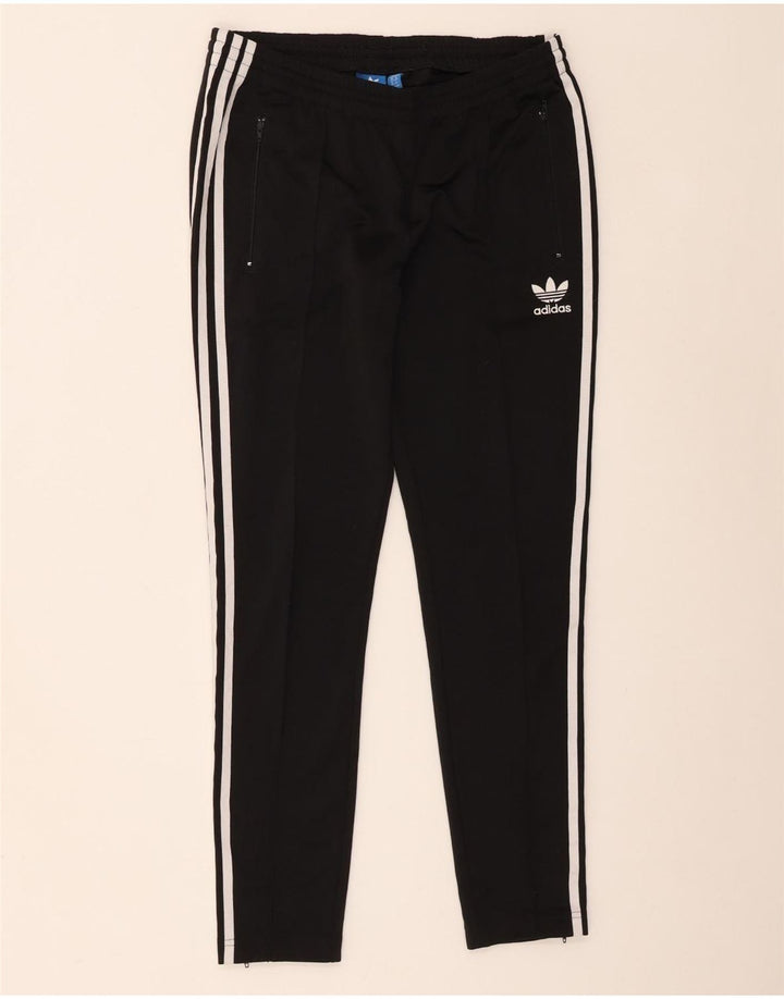 Adidas Damen-Trainingshose UK 14 Mittelschwarzes Colourblock-Polyester