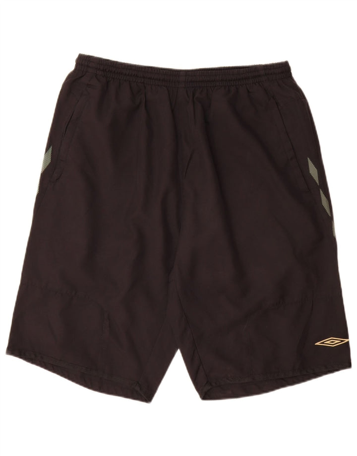 Umbro Herren-Sportshorts XL, schwarzes geometrisches Polyester