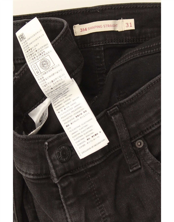 Levi's Damen 314 Shaping Straight Jeans W31 L30 Schwarze Baumwolle