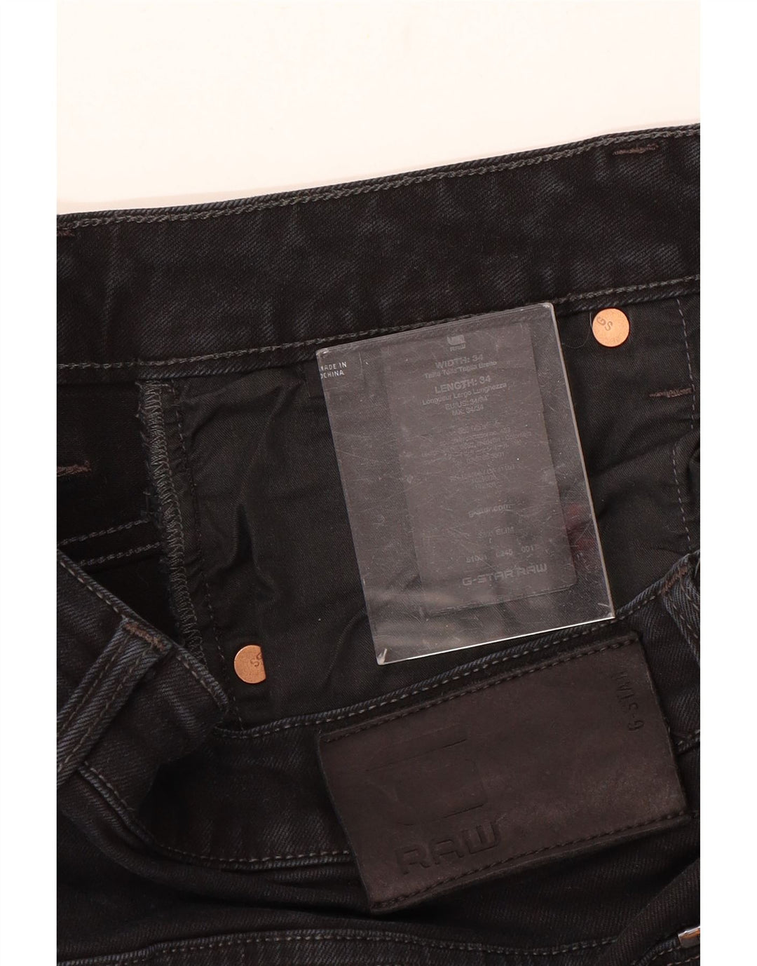 G-Star Herren 3301 Slim Jeans W34 L34 Schwarze Baumwolle