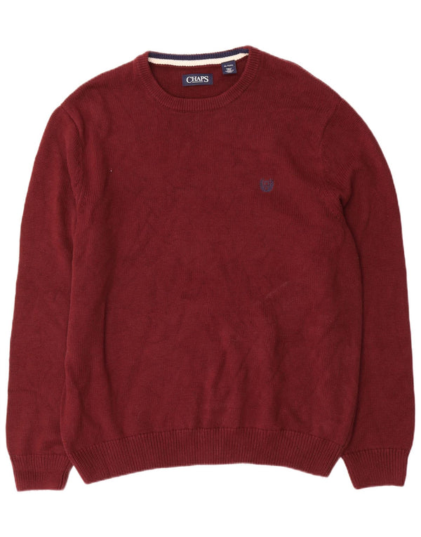 Chaps Mens Crew Neck Jumper Sweater XL Burgundy Cotton