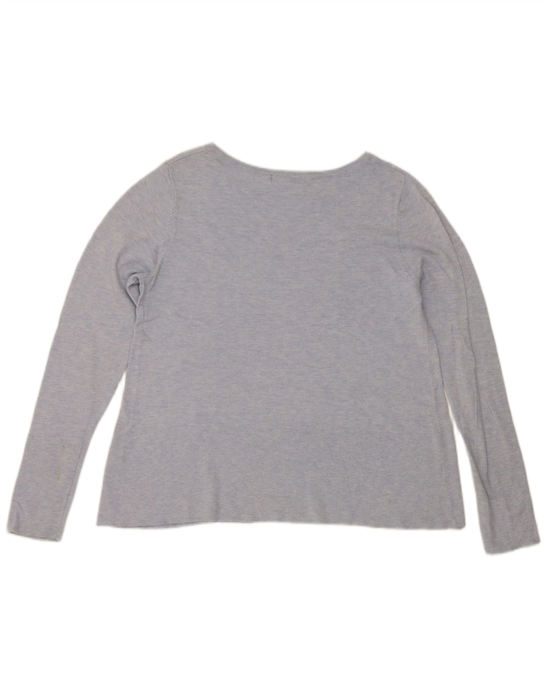 Marks & Spencer Damen Top Langarm UK 12 Mittelblaue Baumwolle