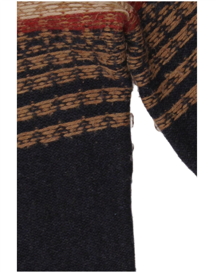 White Stuff Herren-Pullover mit Reißverschluss am Hals, Größe S, Marineblau, Fair Isle-Muster