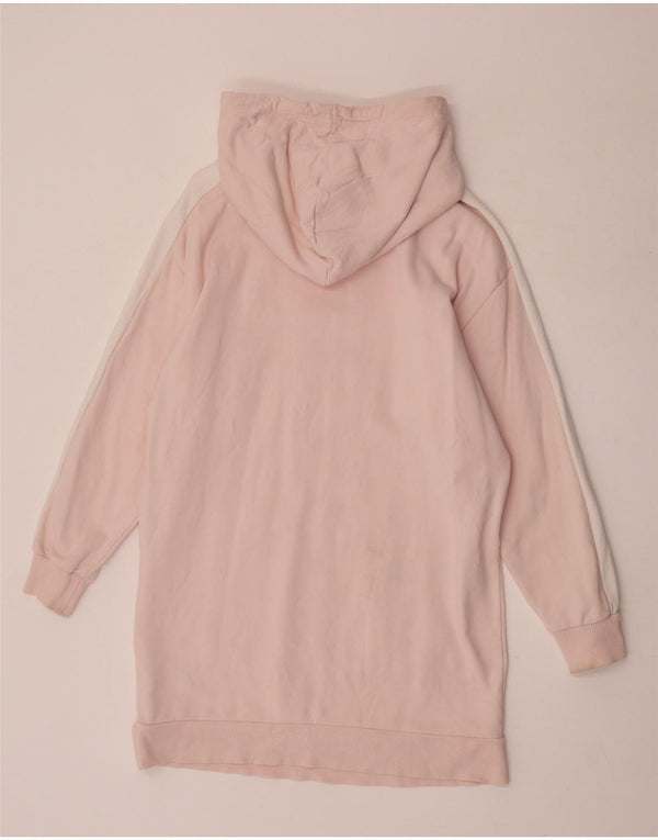 Puma Womens Graphic Oversized Hoodie Dress UK 6 XS Pink Colourblock Baumwolle