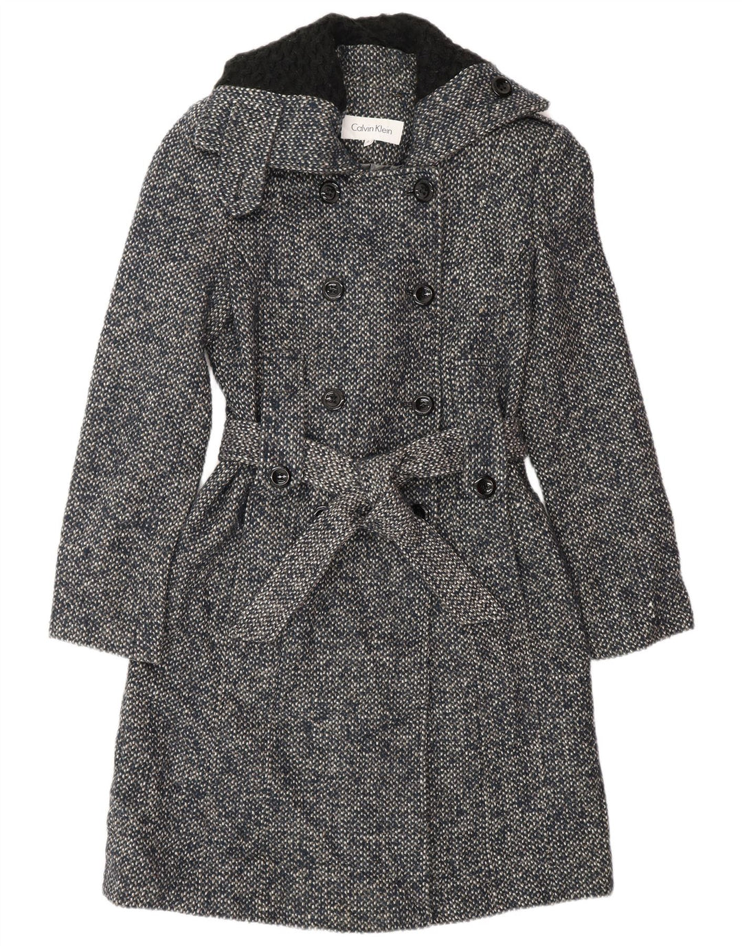 Calvin Klein Damen Trenchcoat US 2 XS Marineblaue Wolle