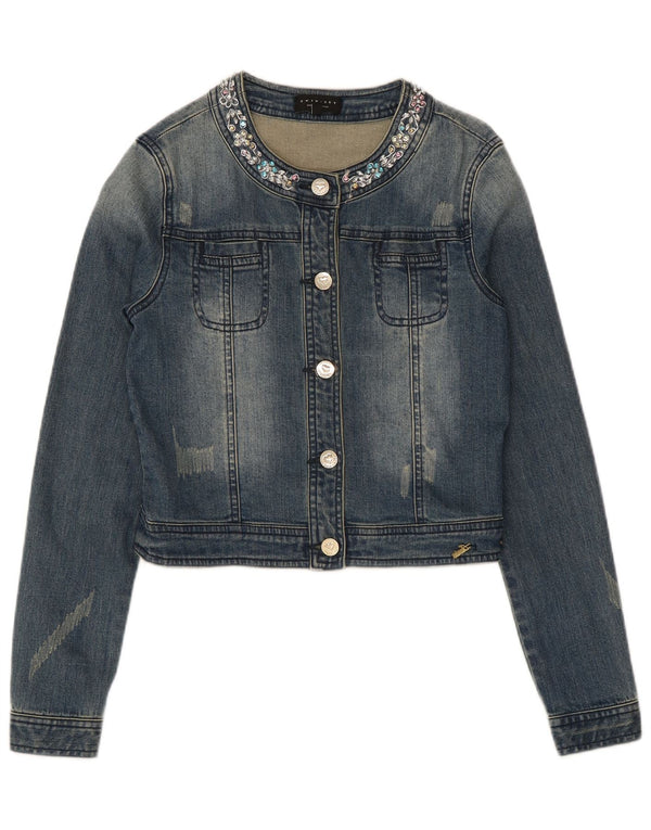 Simona Barbieri Twin-Set Crop Jeansjacke für Mädchen, 13–14 Jahre, blaue Baumwolle