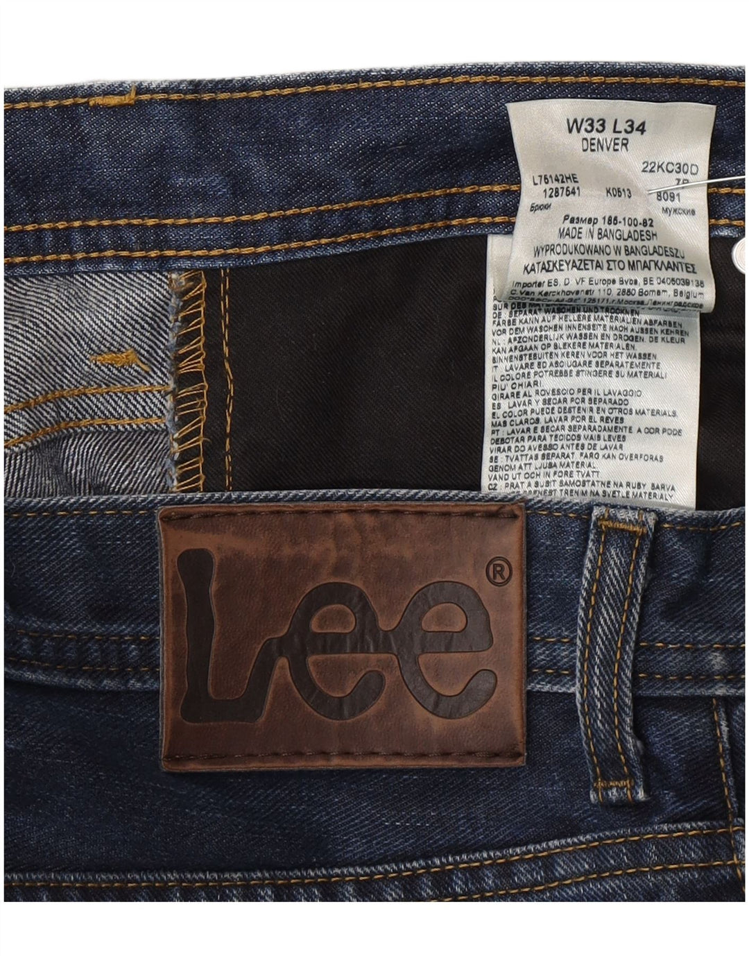 Lee Herren Denver Straight Jeans W33 L30 Blaue Baumwolle