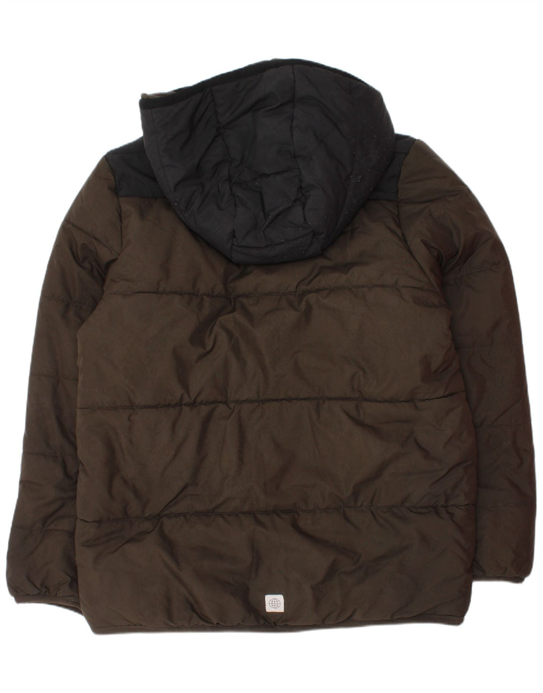 Adidas Jungen wattierte Jacke mit Kapuze, 9–10 Jahre, Khaki, Colourblock-Polyester