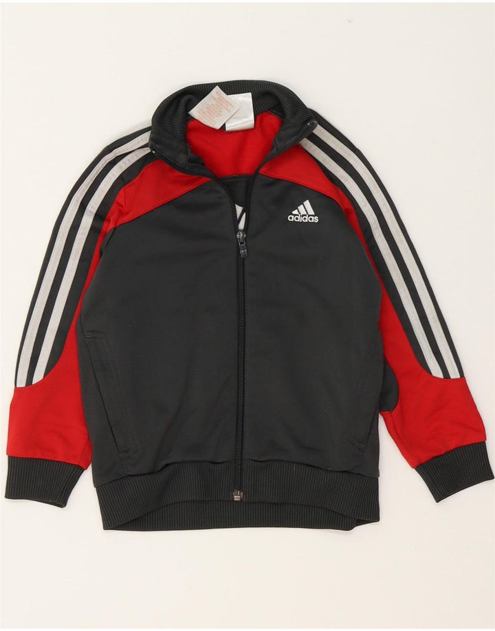 ADIDAS Boys Graphic Tracksuit Top Jacket 5-6 Years Black Colourblock Vintage Adidas and Second-Hand Adidas from Messina Hembry 