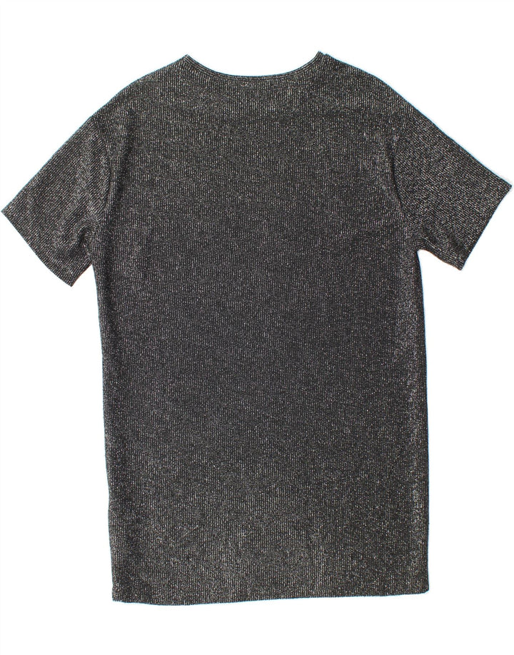 ZARA Womens Oversized T-Shirt Top UK 10 Small Black Flecked Polyester Vintage Zara and Second-Hand Zara from Messina Hembry 