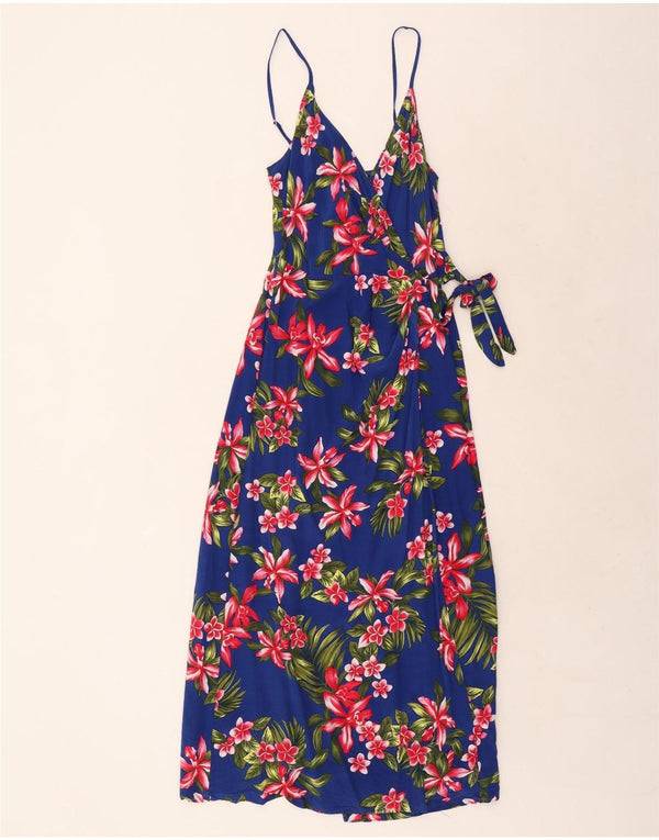 Tommy Hilfiger Wickel-Sommerkleid für Damen, US 2 XS, blau geblümte Viskose