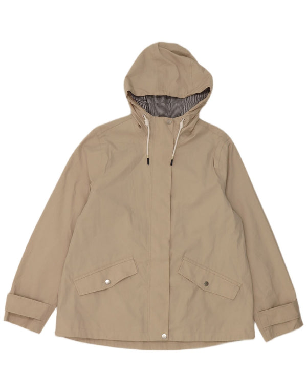 Joules Damen-Regenjacke mit Kapuze, reguläre Passform, UK 14, mittelgraue Baumwolle